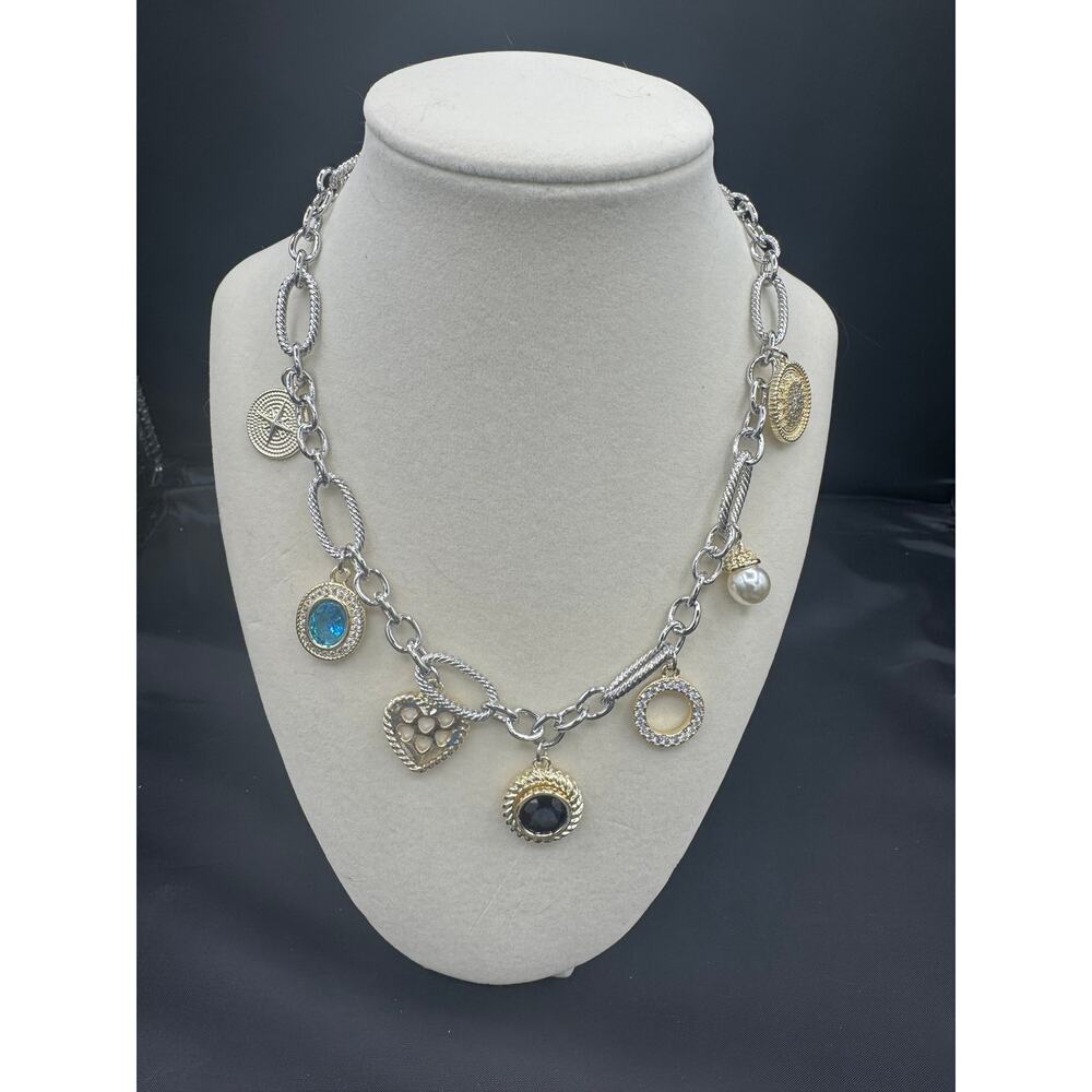 7 Charm Link Necklace - Adjustable 16"-19"